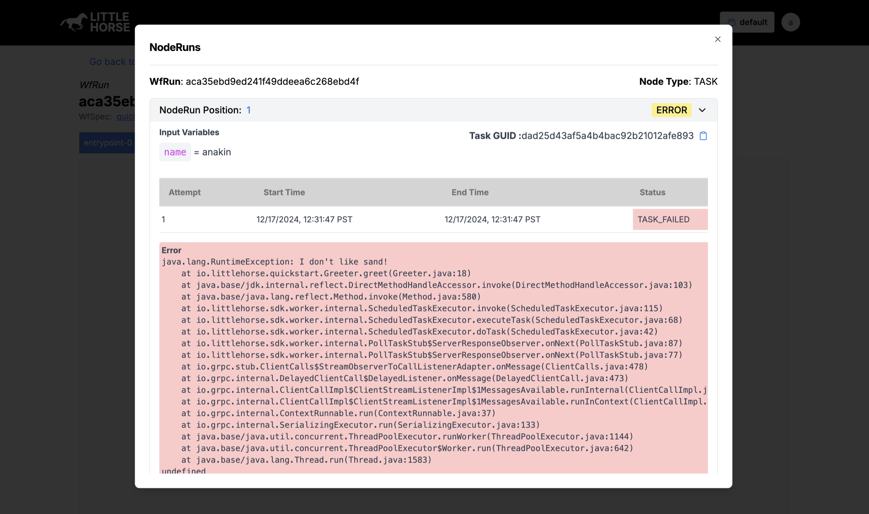 Failed Node in Dashboard